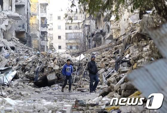 내전으로 폐허가 된 시리아 알레포 . ⓒ AFP=뉴스1