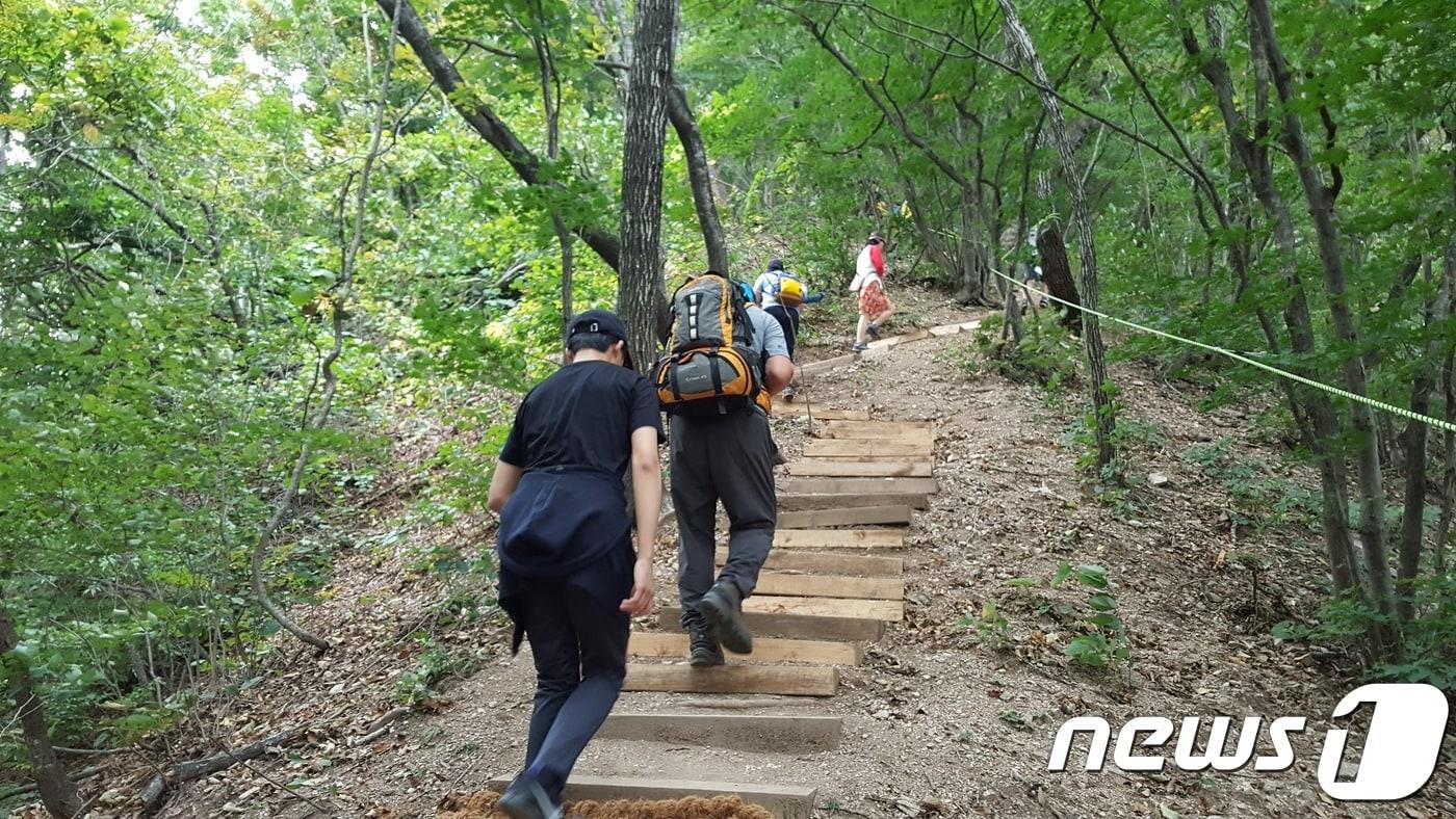 탐방객들이 남설악의 비경을 구경하기 위해 만경대에 오르고 있다. &#40;사진은 기사 내용과 무관함&#41; / 뉴스1 ⓒ News1