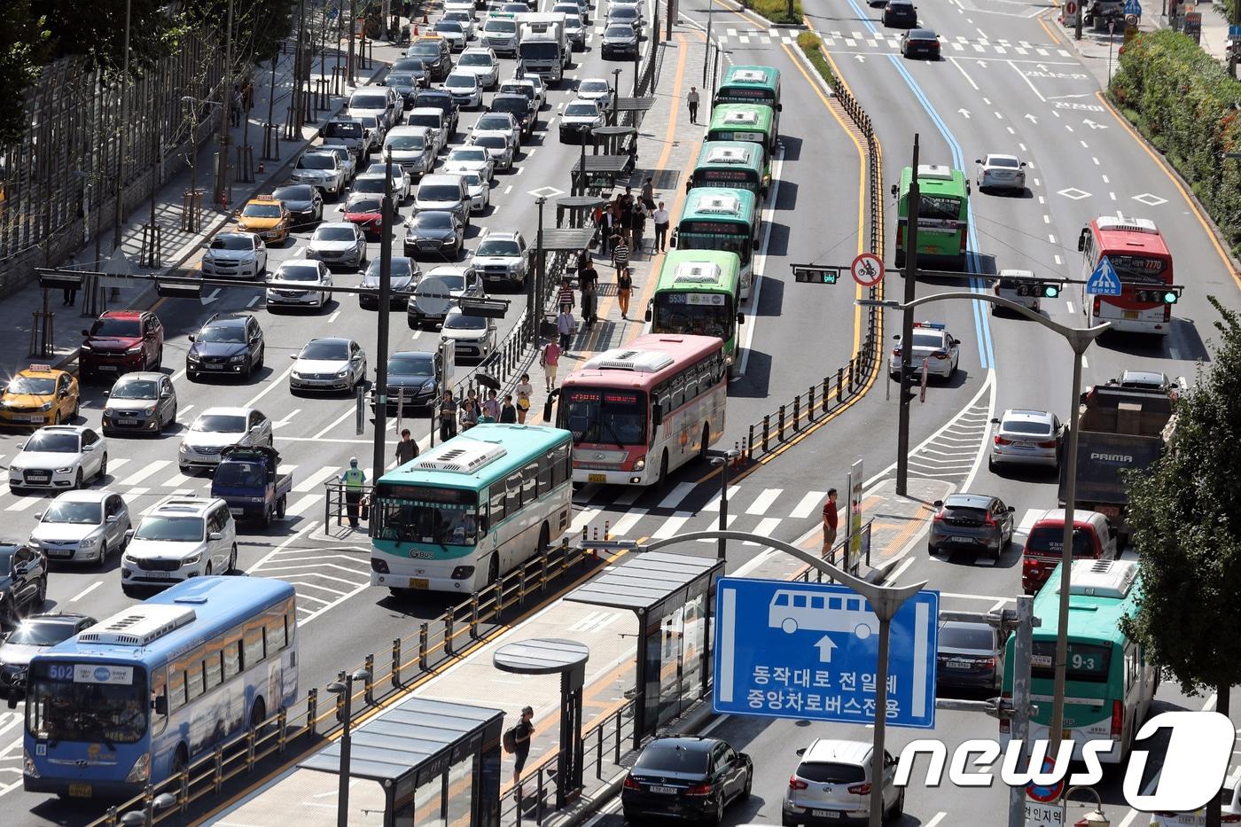 서울 동작대로 차도의 모습. ⓒ News1 황기선 기자