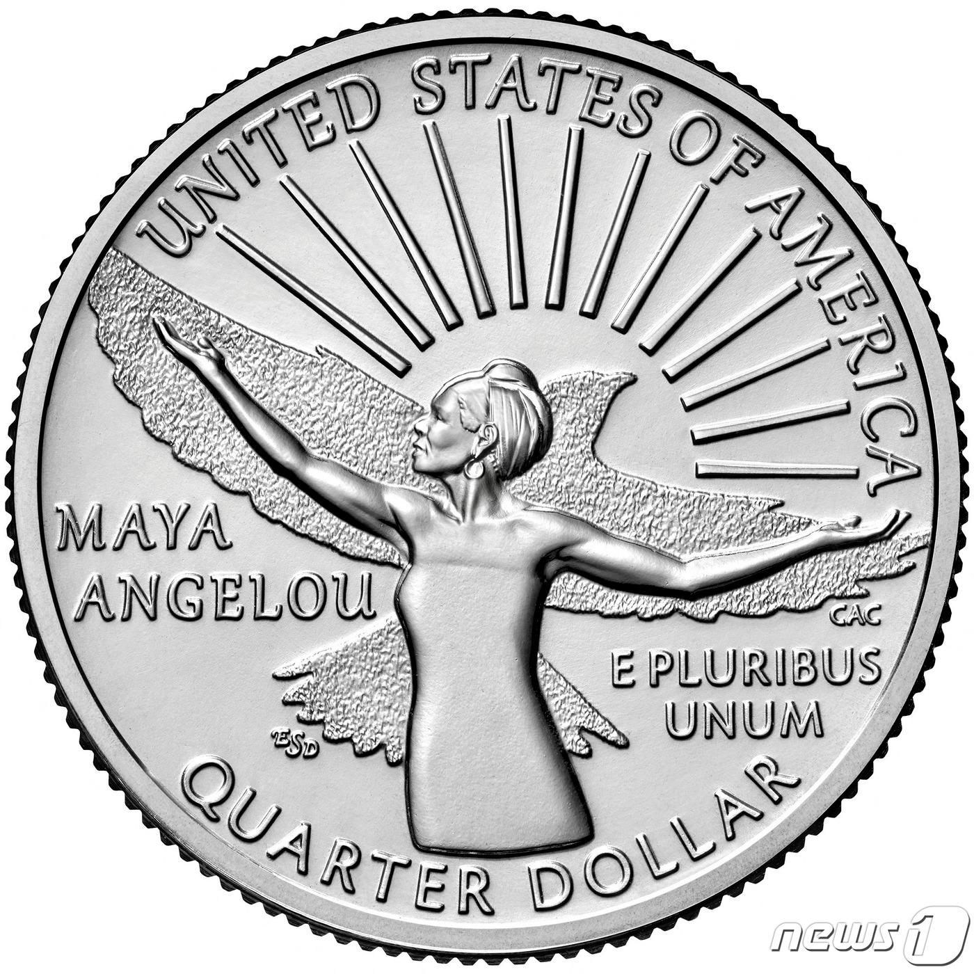 미국 조폐국이 2022년 1월 10일&#40;현지시간&#41; 공개한 마야 안젤루 동전. 예술가 에밀리 댐스트라가 디자인한 해당 동전은 크레이그 A. 캠벨에 의해 조각됐다. ⓒ AFP=뉴스1 ⓒ News1 김지현 기자