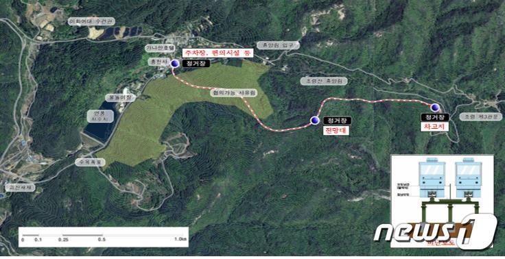 충북 괴산군이 2020년부터 추진하던 &#39;수옥정 모노레일&#39; 구상도.&#40;괴산군 제공&#41;