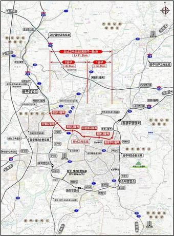 호남고속도로&#40;동광주~광산&#41; 위치도 &#40;국토교통부 제공&#41;