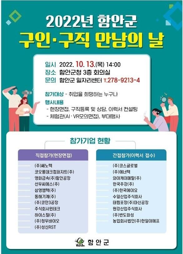 2022년 함안군 구인‧구직 만남의 날 안내 포스터&#40;함안군 제공&#41;