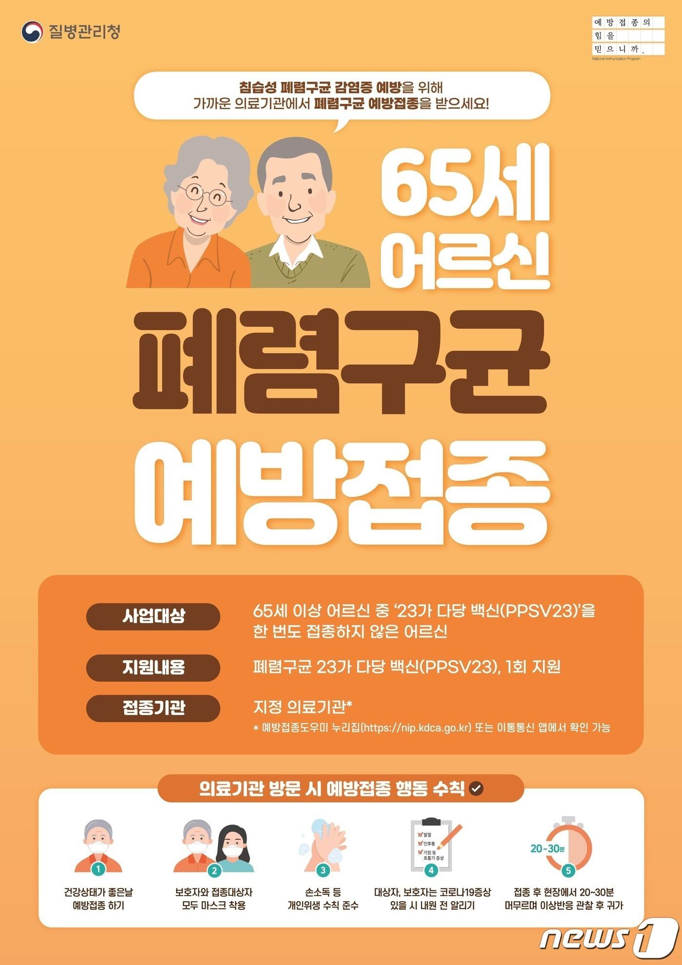 폐렴구균 무료예방 접종 홍보 포스터. &#40;계룡시 제공&#41; /뉴스1