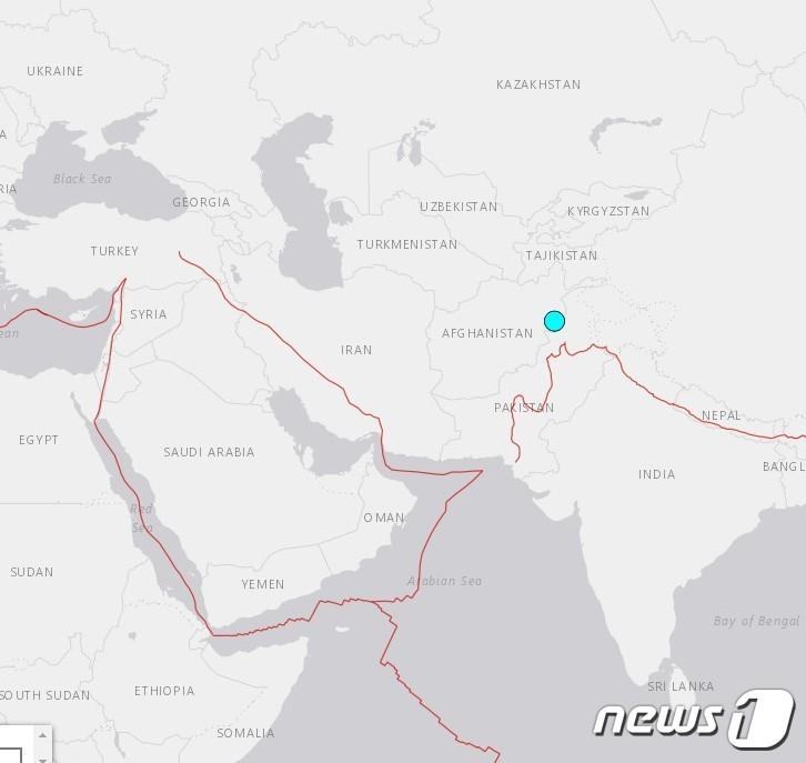 아프가니스탄 동부 잘랄라바드에서 5일&#40;현지시간&#41; 오전 2시57분쯤 규모 5.3 지진이 발생해 최소 8명이 숨졌다. 2022.09.05/뉴스1&#40;USGS 갈무리&#41;