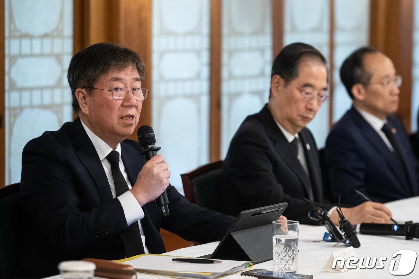 김대기 대통령 비서실장이 29일 오전 서울 종로구 총리공관에서 열린 고위당정협의회에서 모두 발언을 하고 있다. 2023.10.29/뉴스1 ⓒ News1 유승관 기자