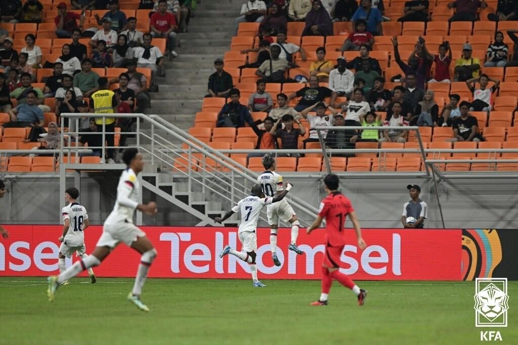 한국 17세 이하 축구대표팀이 미국과의 인도네시아 U17 월드컵 1차전서 패했다. &#40;대한축구협회 제공&#41;