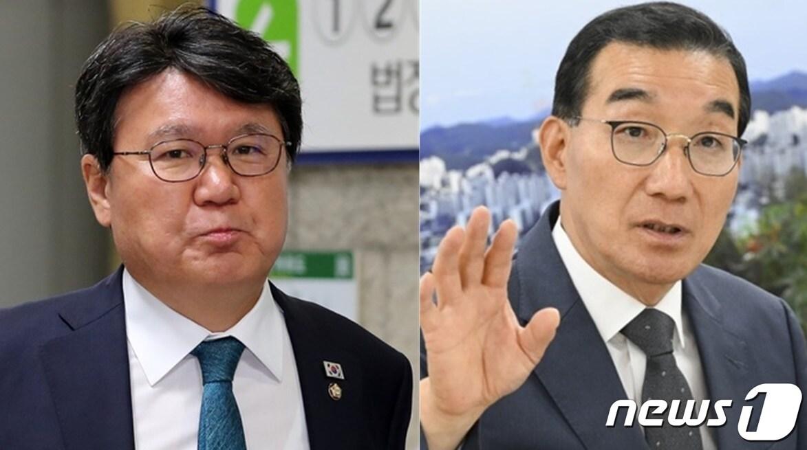 대전 중구 황운하 국회의원&#40;왼쪽&#41;과 김광신 구청장. /뉴스1