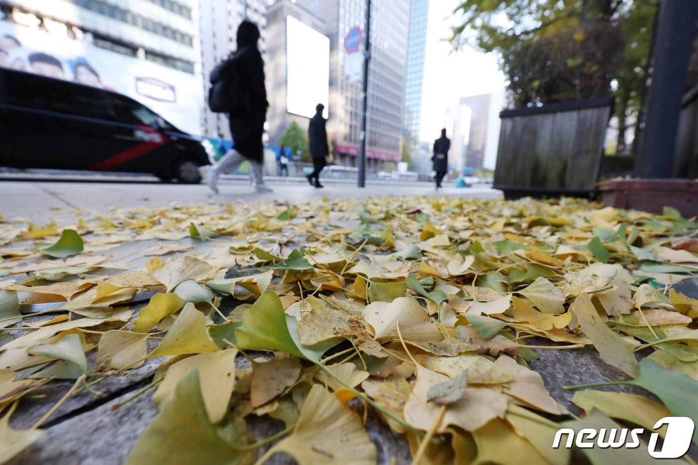 초겨울 추위가 기승을 부리는 17일 오전 서울 청계천 일대에서 시민들이 두꺼운 외투를 입고 걸어가고 있다. 2023.11.17/뉴스1 ⓒ News1 김민지 기자