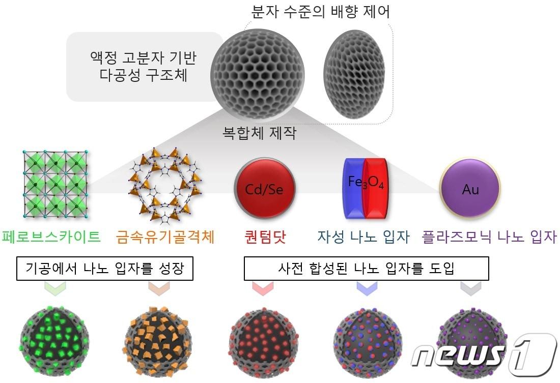 다공성 액정 고분자 제작 및 다양한 기능성 나노 입자 도입을 통한 복합체 제작.&#40;KAIST 제공&#41;/뉴스1