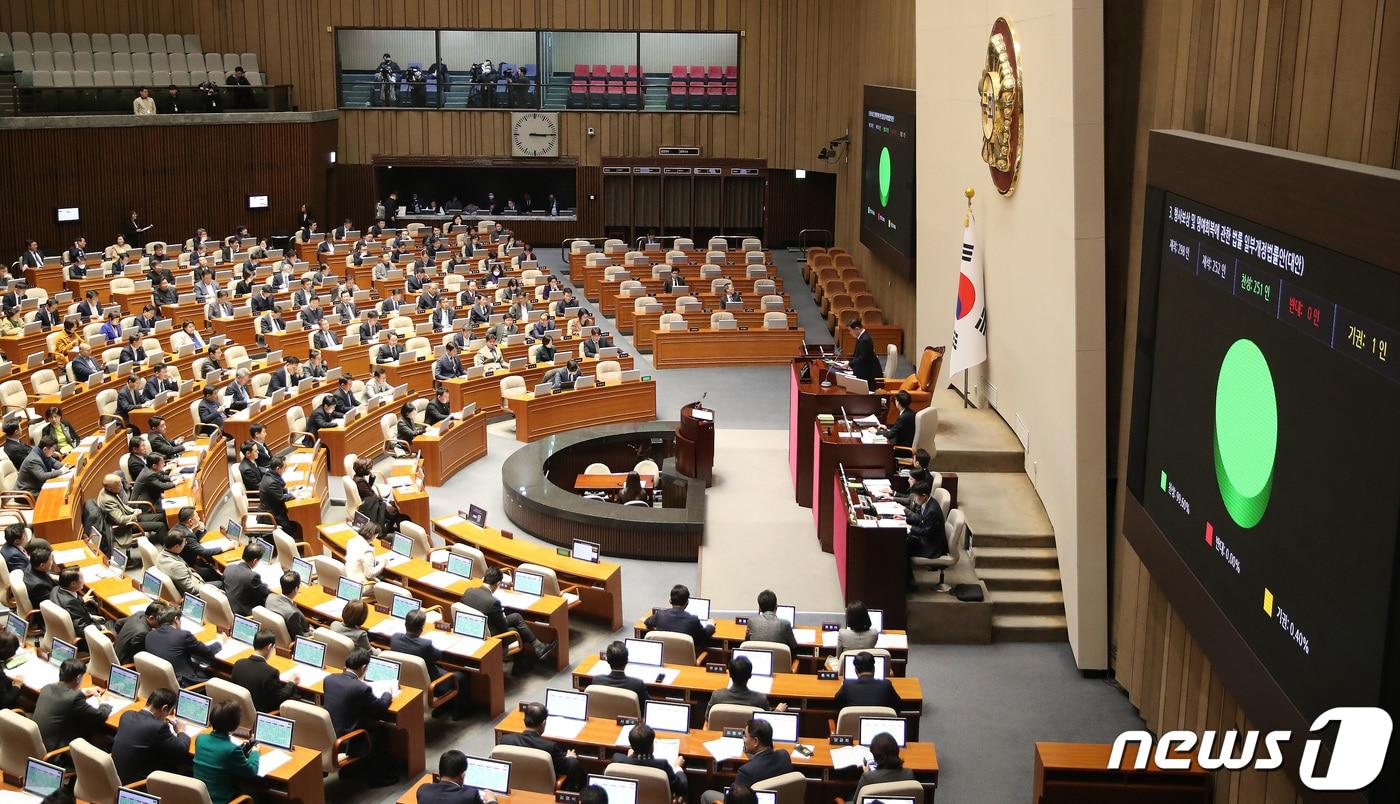 20일 오후 서울 여의도 국회 본회의장에서 열린 제411회국회&#40;임시회&#41; 제1차 본회의 2023.12.20/뉴스1 ⓒ News1 임세영 기자