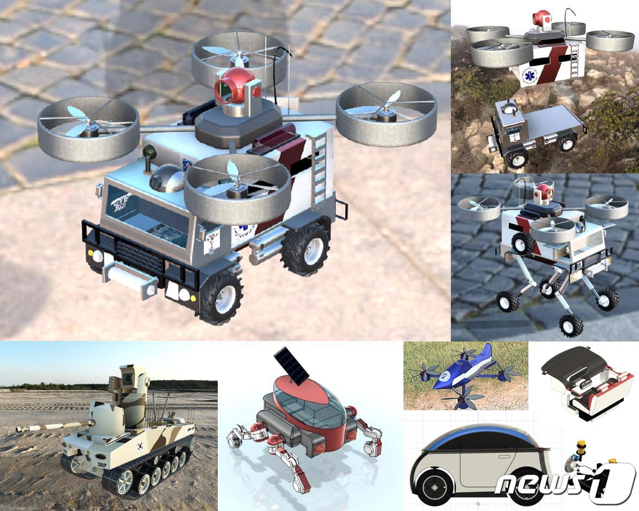 &#39;계명대 미래 기계·로봇·모빌리티 3D다지인&#39; 교내 공모전 수상작. 왼측 상단이 대상작 &#39;미래형 응급 수송 모빌리티&#39;. &#40;계명대 제공&#41;