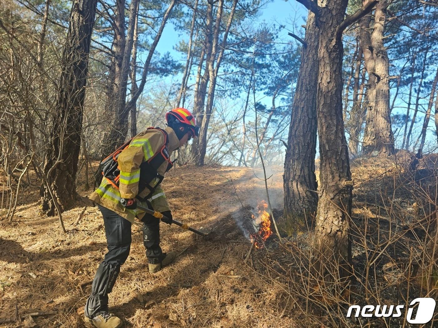 7시 낮 12시32분쯤 경북 영주시 풍기읍 소백산 중턱에서 불이나 관계당국이 진화 중이다.&#40;경북소방본부 제공&#41;