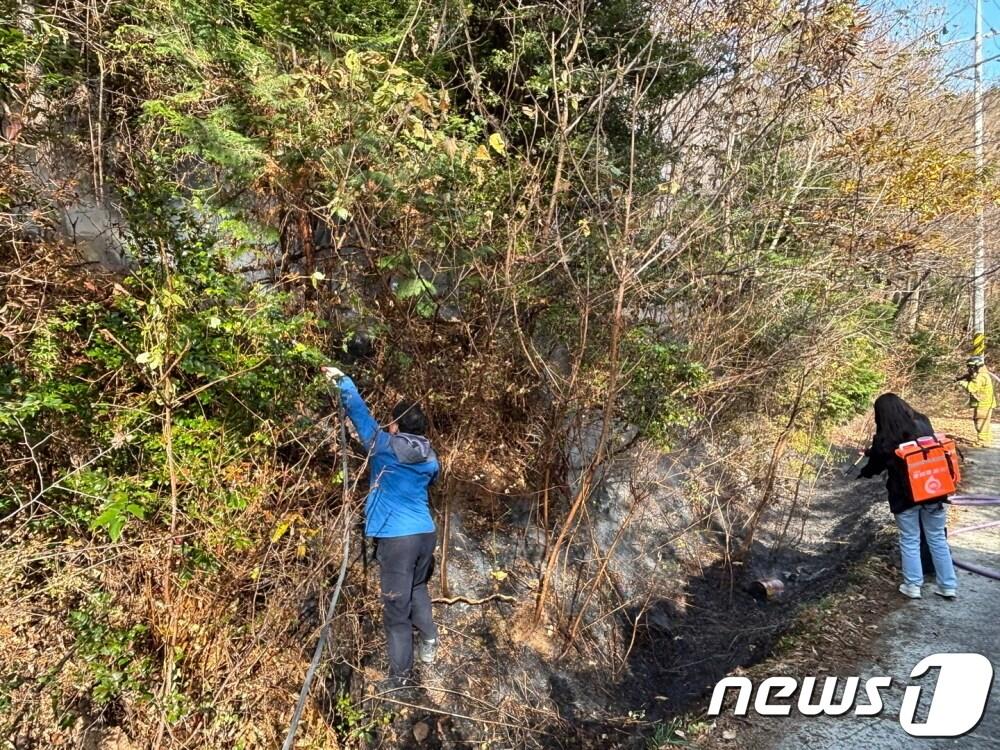 8일 오전 10시50분쯤 전남 해남군 북일면 운전리에서 산불이 발생해 산림당국이 진화 중이다. &#40;산림청 제공&#41; 2023.12.8/뉴스1