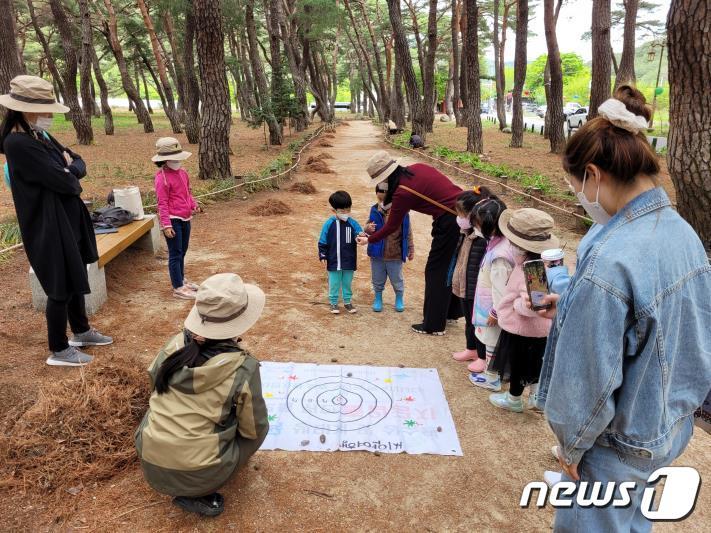 환경당국이 경북 청도군 운문산 생태·경관보전지역에서 &#39;자연 속 오감만족 운문산 생태관광&#39; 프로그램을 운영한다. 사진은 청도 운문산 솔바람길 생태체험 놀이. &#40;대구환경청 제공&#41;/뉴스1