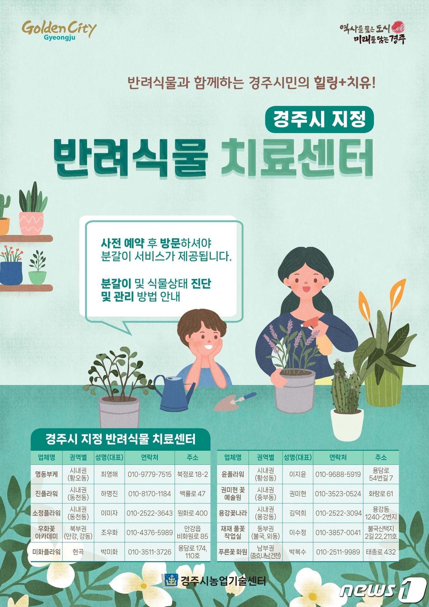 경북 경주시가 반려식물 무료 치료센터 10개소를 운영한다고 밝혔다.&#40;경주시제공&#41;2023.3.2/뉴스1 