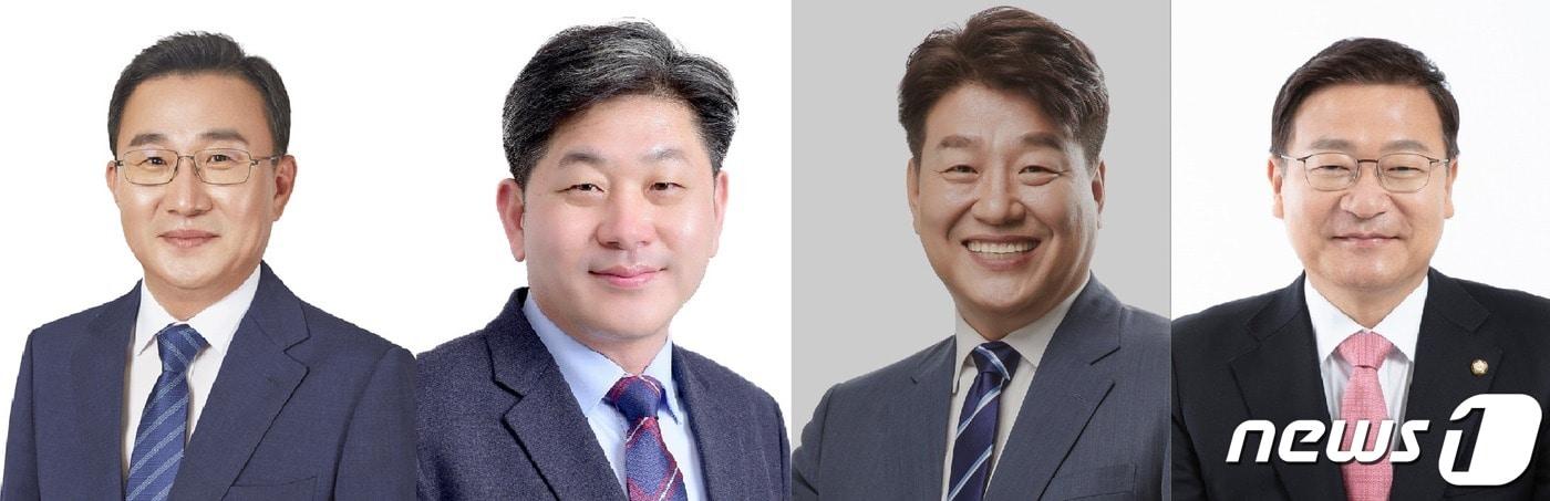 왼쪽부터 강석주 전 통영시장, 백두현 전 고성군수, 양문석 더불어민주당 통영·고성지역위원장, 국민의힘 정점식 의원&#40;통영·고성&#41;. 순서는 가나다 순.  ⓒ News1