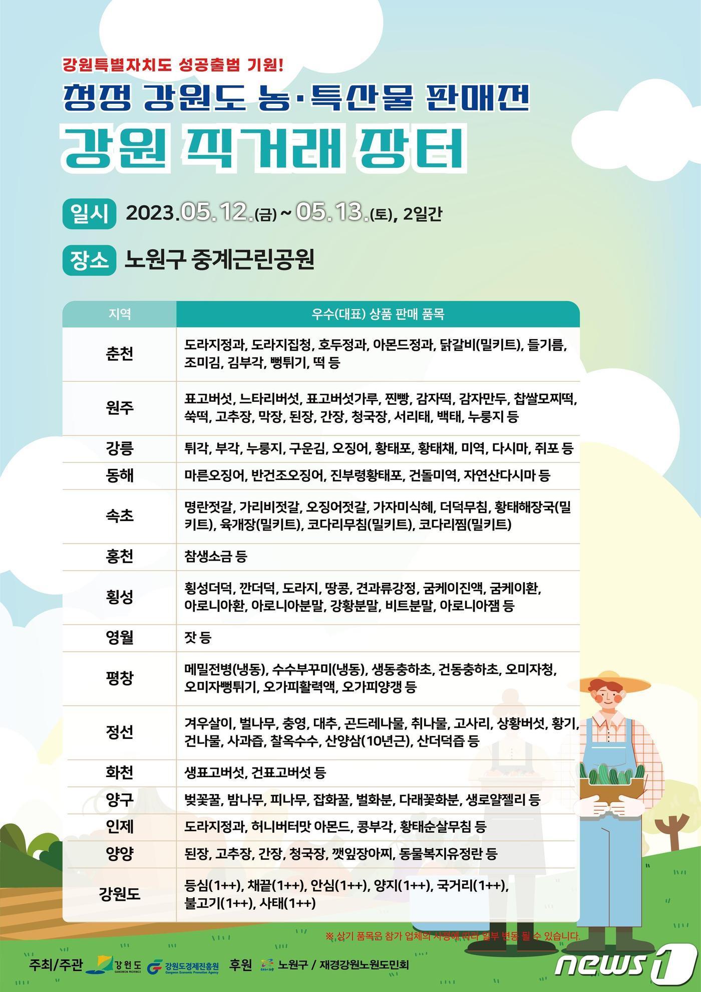 서울 노원 중계근린공원편 직거래장터 상품 판매 목록.&#40;강원도 제공&#41; 2023.5.10/뉴스1