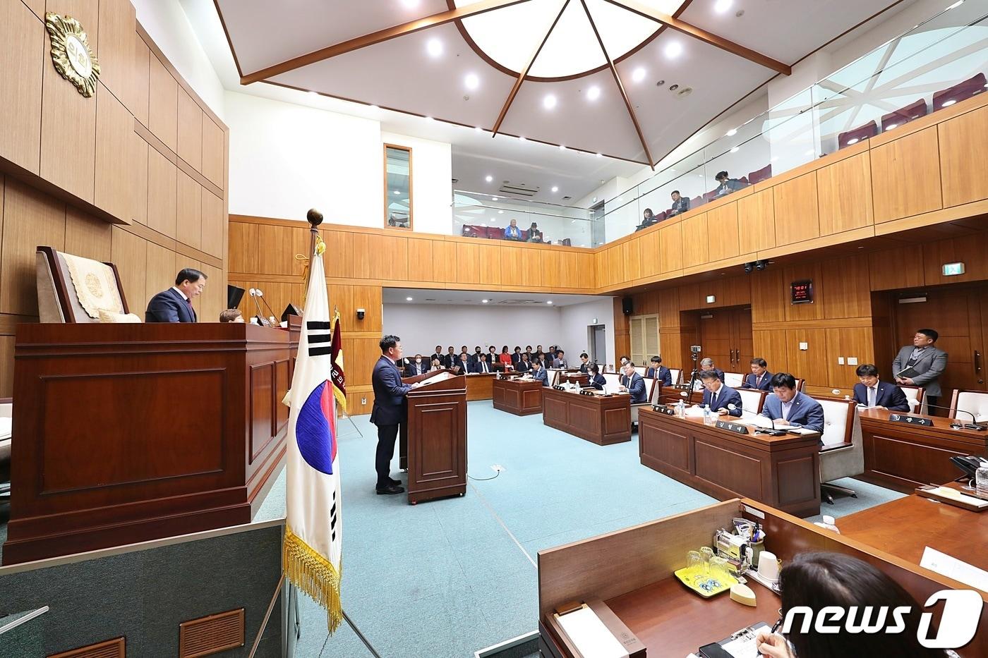 전북 부안군의회 제340회 임시회가 2일 제2차 본회의를 끝으로 9일간의 일정을 마무리하고 폐회했다. 부안군의회 본회의장&#40;부안군의회 재공&#41;2023.5.2/뉴스1