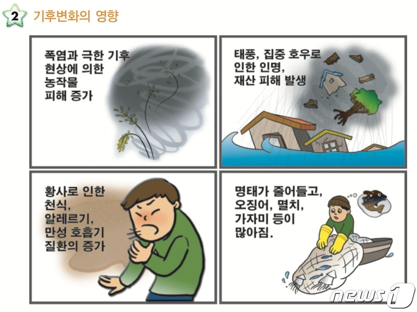 과거 기후변화 교과서 중 기후변화의 영향 부분&#40;환경부 제공&#41; ⓒ 뉴스1