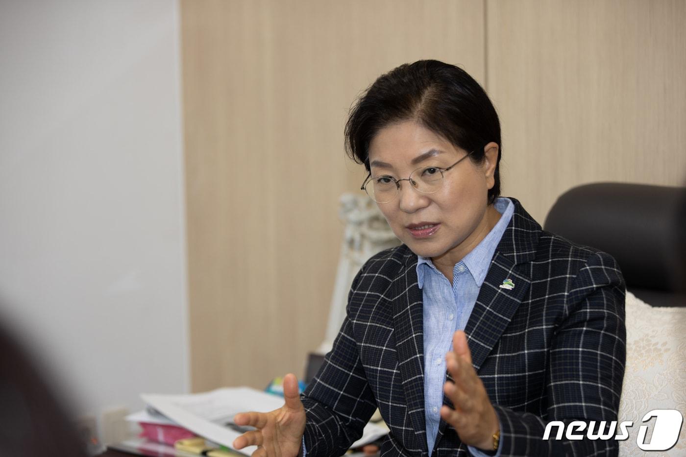 김미경 은평구청장이 지난 5월31일 구청장실에서 뉴스1과 인터뷰를 하고 있다. 2023.05.31/뉴스1 @News1