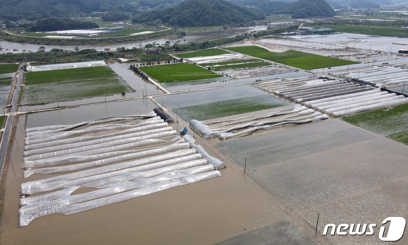 집중호우로 19일 충남 청양군 청남면 인양리 농경지가 물에 잠겨 있다. 2023.7.19/뉴스1 ⓒ News1 김기태 기자