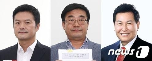 국민의힘 서울 강서구청장 보궐선거 공천을 신청한 김태우 전 강서구청장·김진선 서울 강서병 당협위원장·김용성 전 서울시의원&#40;왼쪽부터&#41;.