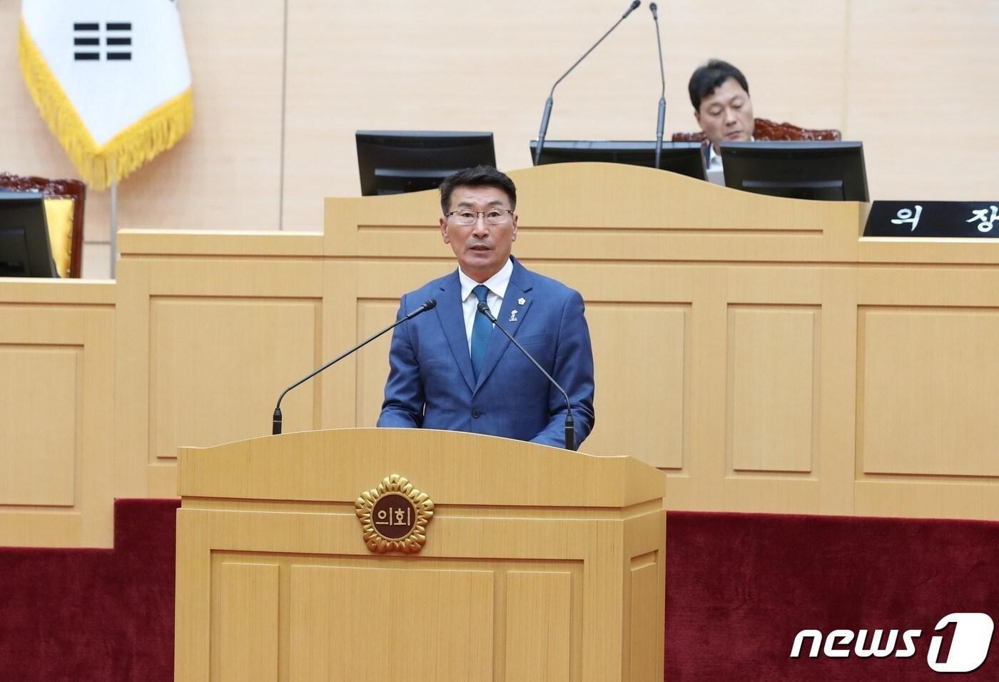 김재철 전남도의원 5분 자유발언 모습.&#40;전남도의회 제공&#41; 2023.9.18/뉴스1