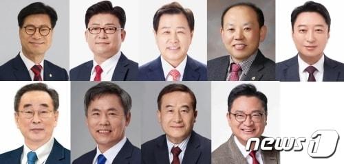 22대 총선 구미을 예비후보 위쪽 왼쪽부터 시계방향으로 김영식 의원, 강명구, 김봉교, 신순식, 최우영, 최진녕, 허성우, 김현권 , 장세용 예비후보/뉴스1