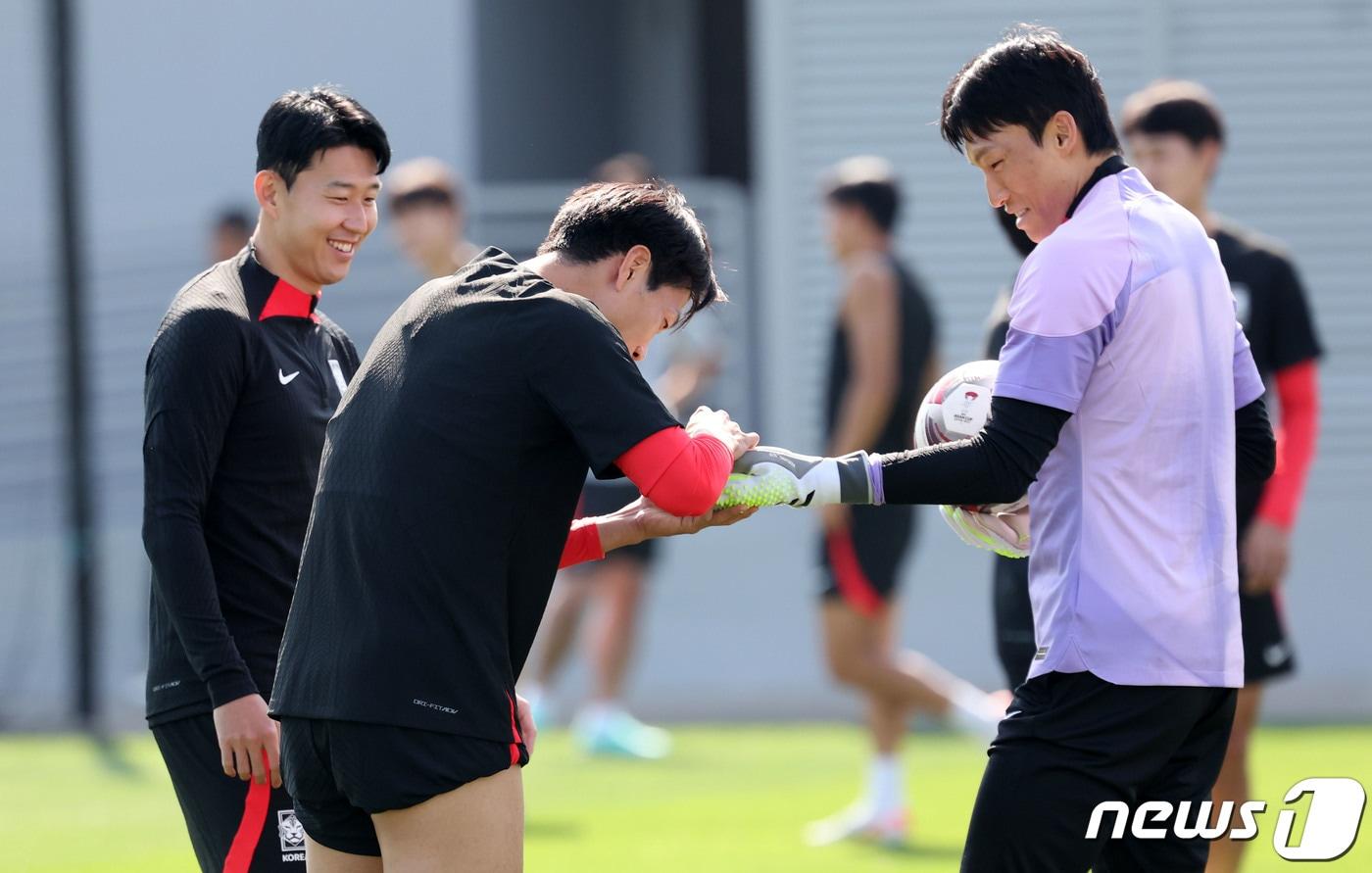 대한민국 축구 대표팀 손흥민&#40;왼쪽부터&#41;, 김영권, 김승규/뉴스1 ⓒ News1 김성진 기자