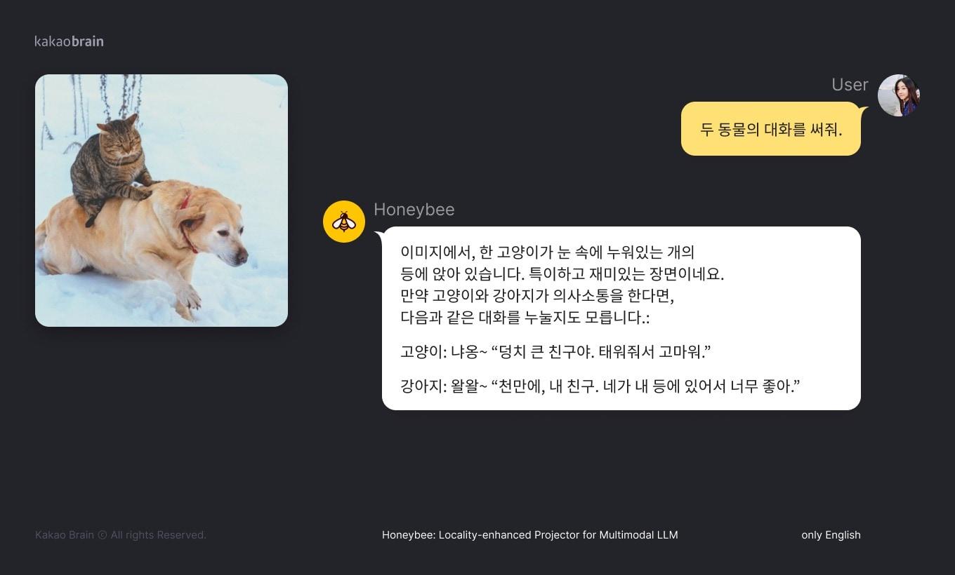 카카오 브레인이 공개한 인공지능 &#39;허니비&#39; 작동 예시 &#40;카카오브레인 제공&#41; 2024.01.19 /뉴스1