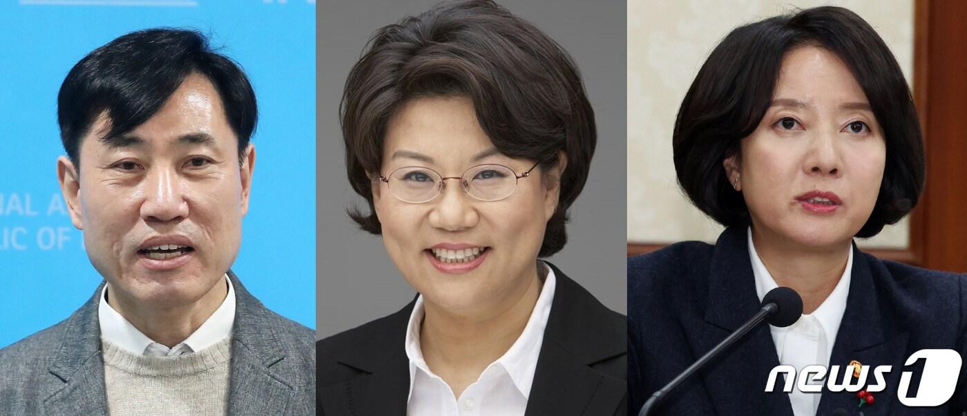 서울 중·성동을 출마를 선언한 하태경 의원&#40;왼쪽부터&#41;, 이혜훈 전 의원, 이영 전 중소벤처기업부 장관.