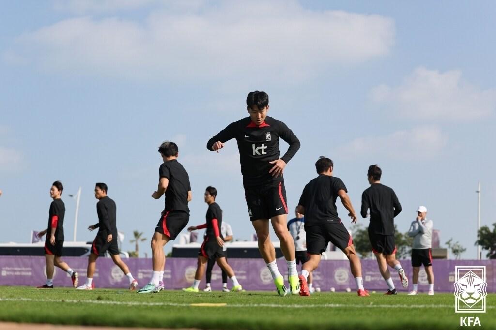 UAE 아부다비에서 훈련 중인 손흥민&#40;대한축구협회 제공&#41;