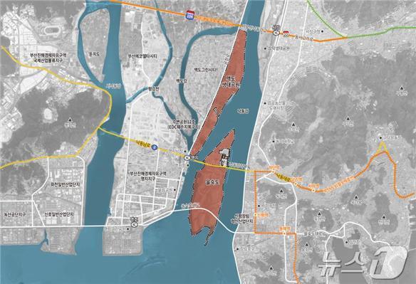 도시관리계획 결정된 낙동강하구 공원 위치도&#40;부산시청 제공&#41;
