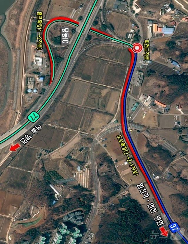 파주시 국도 77호선, 37호선 병목구간 개선사업 계획도. &#40;파주시 제공&#41;