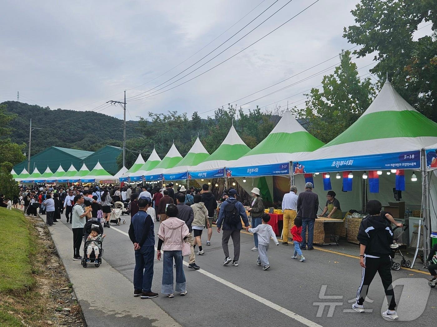  ‘2024 세종대왕과 초정약수축제’ 마지막 날인 13일 오후, 각종 부스가 인파로 가득하다.2024.10.13/뉴스1 이재규 기자 