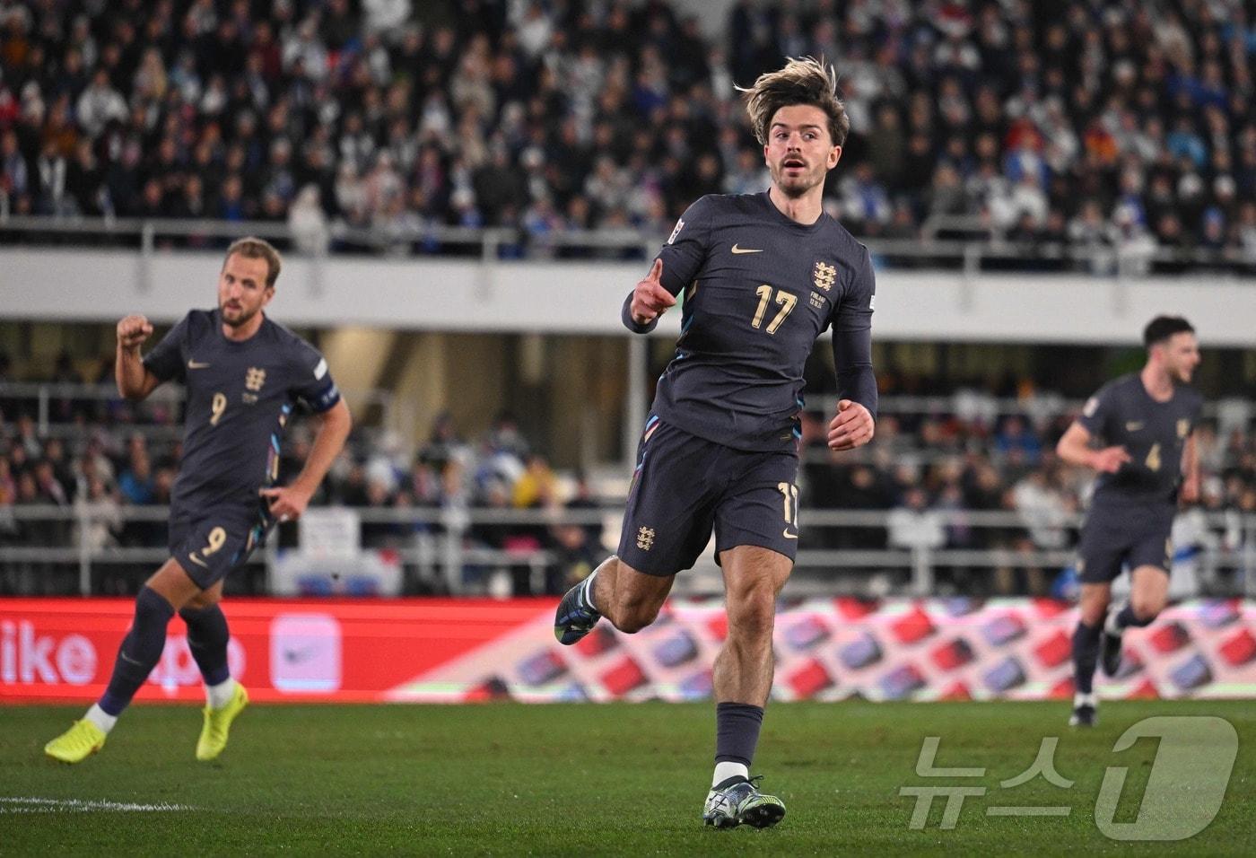 2024-25 UEFA 네이션스리그 리그B 2조 핀란드-잉글랜드전에서 선제골을 넣은 잭 그릴리시. ⓒ AFP=뉴스1