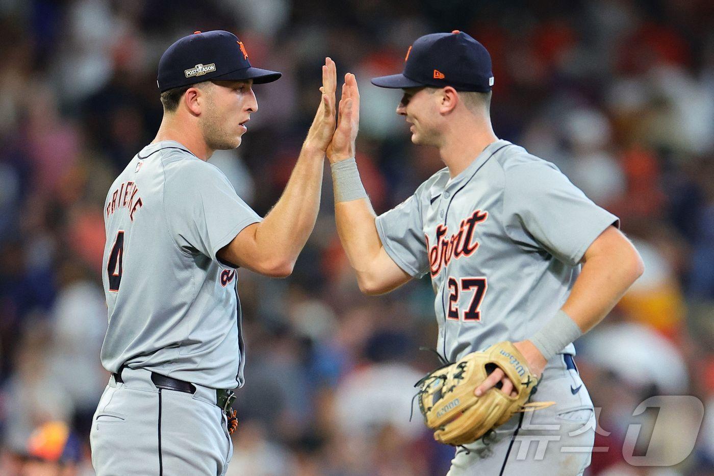 MLB 디트로이트가 와일드카드 시리즈 첫 경기를 승리로 장식했다. ⓒ AFP=뉴스1