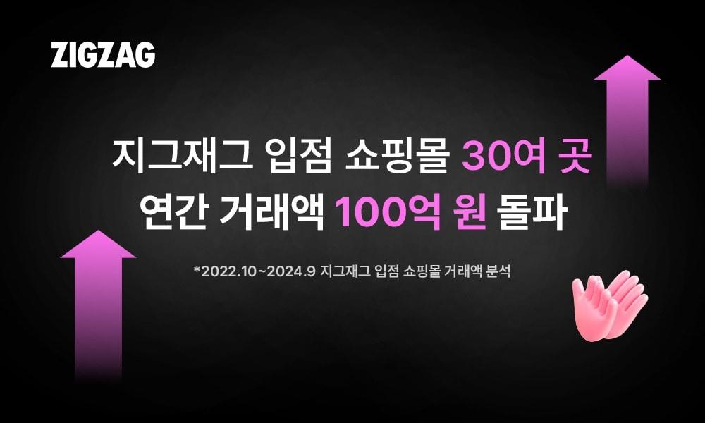 지그재그는 연간 거래액 100억 원 이상 초대형 쇼핑몰을 30여 곳을 만들어냈다고 21일 밝혔다.&#40;지그재그제공&#41;