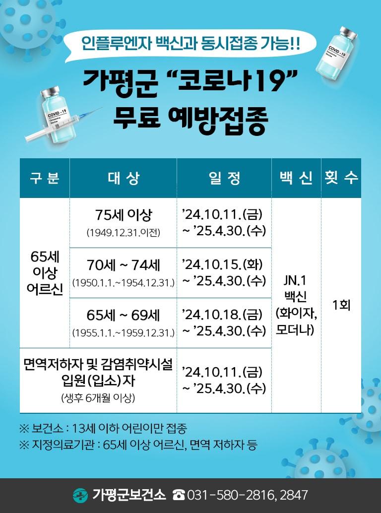  코로나19 무료 예방접종 홍보 포스터&#40;가평군 제공&#41;/뉴스1