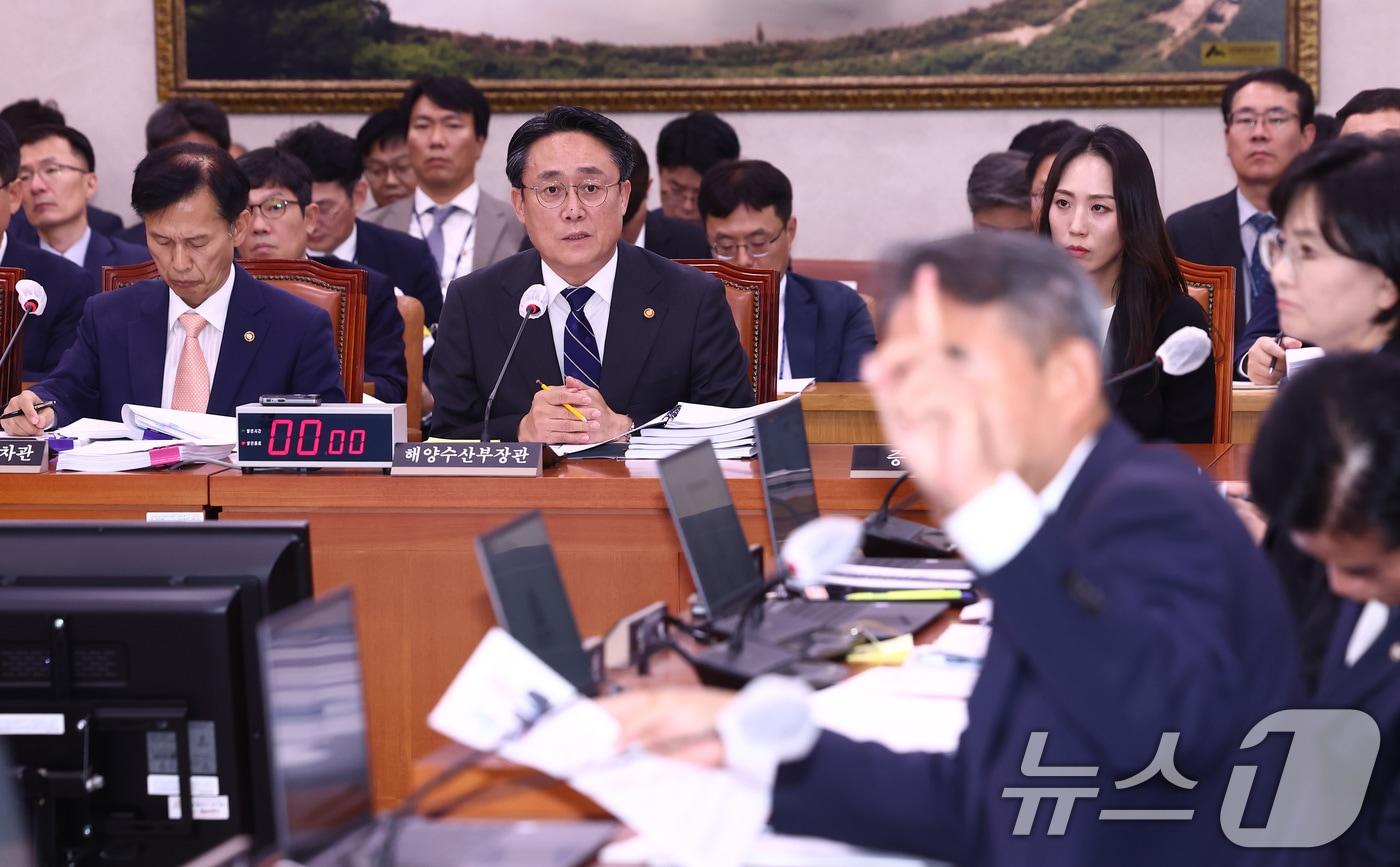 강도형 해양수산부 장관이 8일 오후 서울 여의도 국회에서 열린 국회 농림축산식품해양수산위원회의 해양수산부에 대한 국정감사에서 질의에 답변하고 있다. 2024.10.8/뉴스1 ⓒ News1 김민지 기자