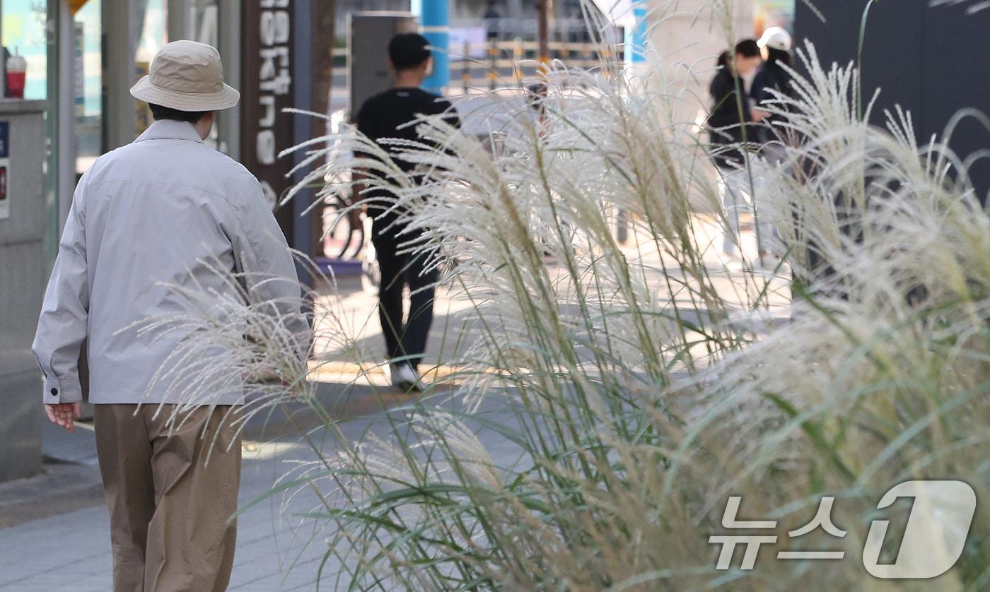 한글날인 9일 오전 서울 시내에서 시민들이 쌀쌀한 날씨에 든든한 옷차림을 하고 발걸음을 옮기고 있다. 2024.10.9/뉴스1 ⓒ News1 임세영 기자