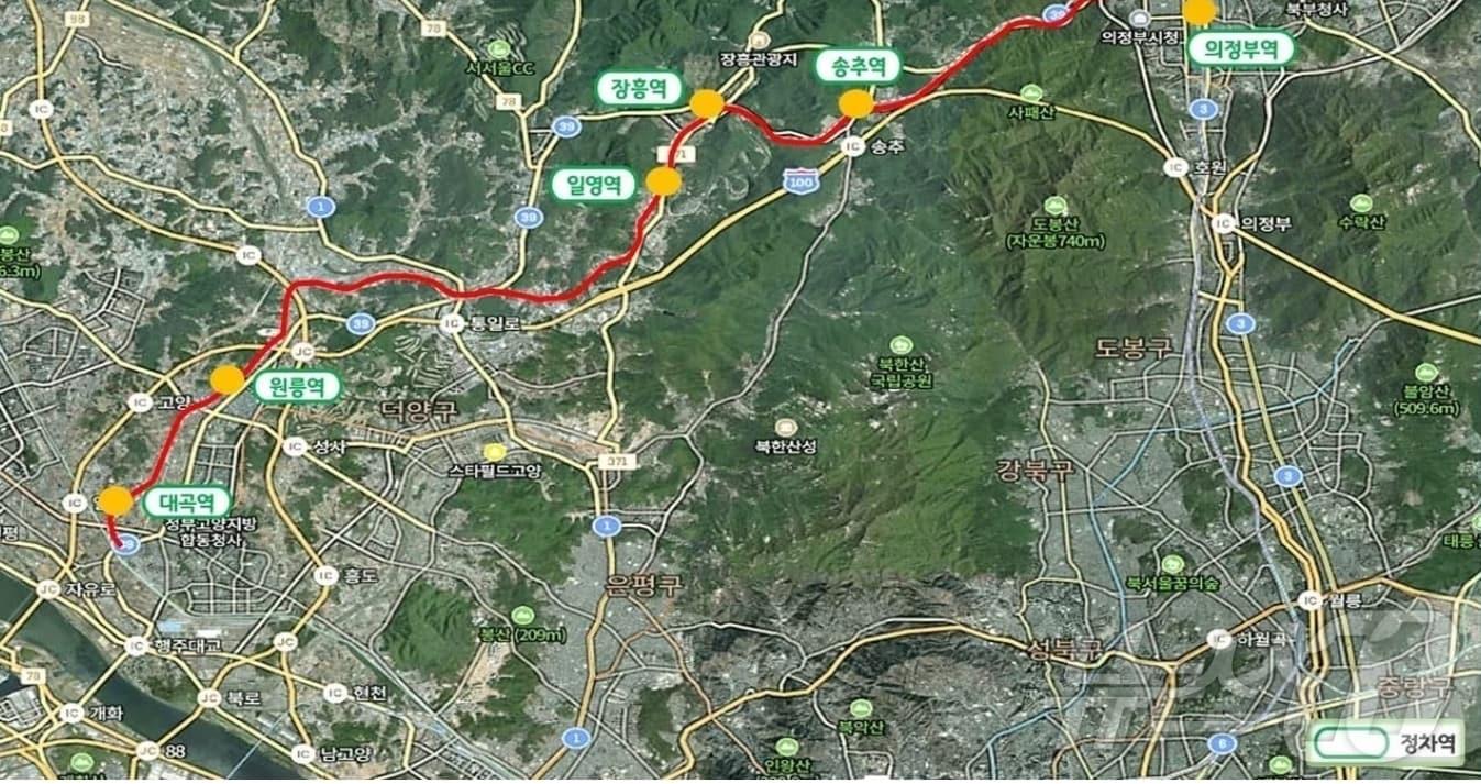 다음달 개통을 앞둔 교외선 노선도. &#40;경기도 제공&#41;