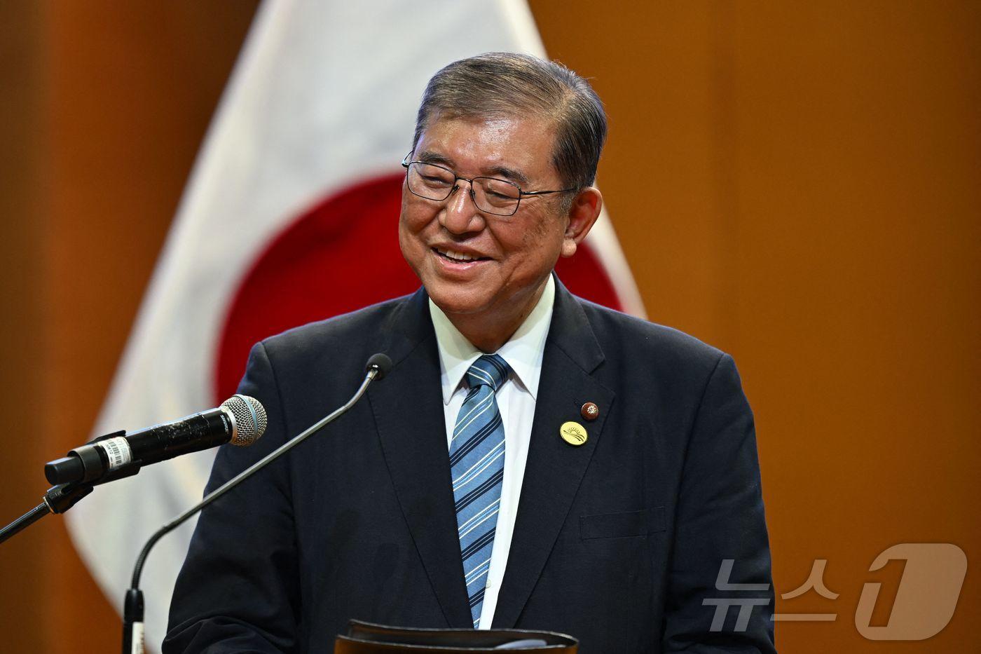 17일&#40;현지시간&#41; 페루 리마를 방문한 이시바 시게루 일본 총리가 현지 교민들과의 행사에 참석해 발언하고 있다. 2024.11.17/ ⓒ AFP=뉴스1 ⓒ News1 권진영 기자