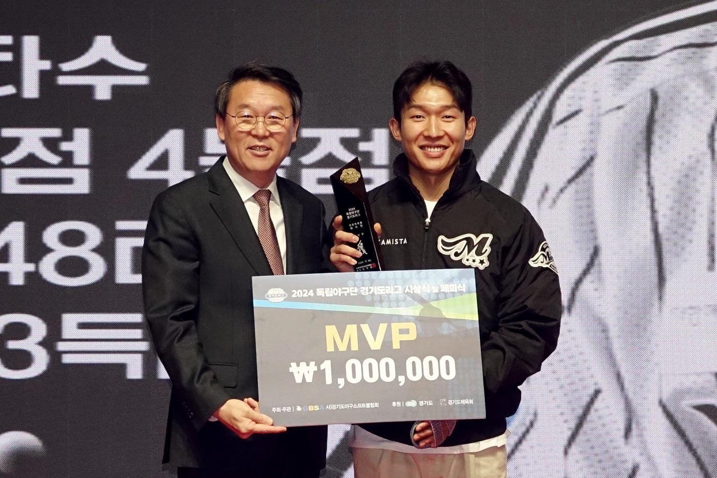 연천미라클 최수현&#40;오른쪽&#41;이 최우수선수상&#40;MVP&#41;을 수상했다.&#40;연천미라클 제공&#41;