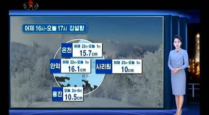 27일 조선중앙TV 날씨 방송 화면 갈무리