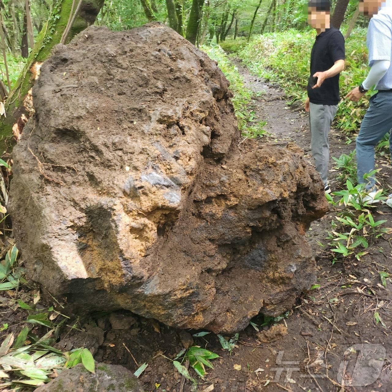 지난 7월22일 한라산국립공원 내 계곡에서 절취된 약 4톤 규모의 자연석.&#40;제주자치경찰단 제공&#41;2024.11.5/뉴스1