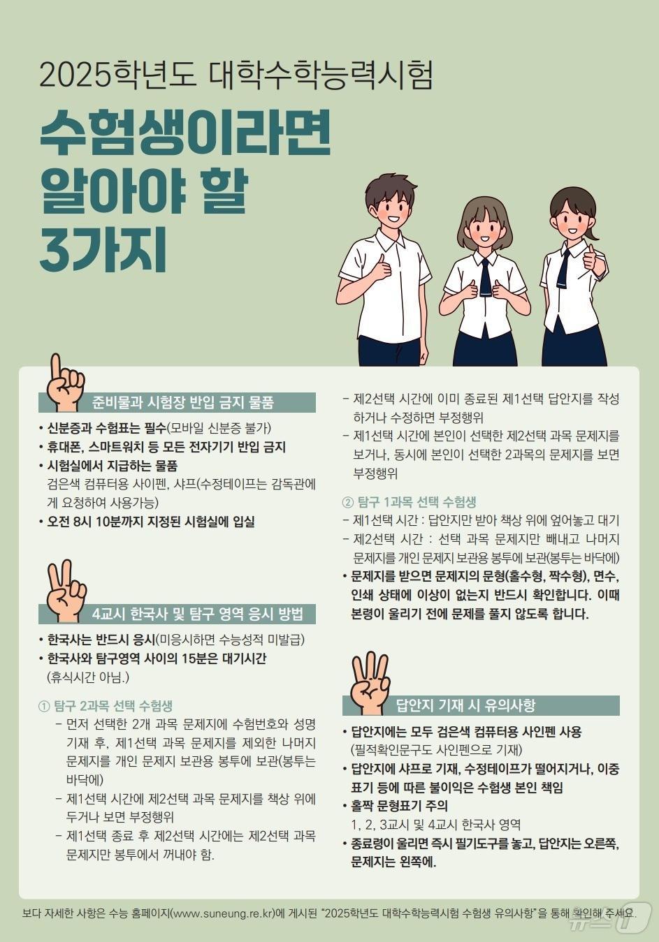 2025학년도 대학수학능력시험 유의사항. &#40;교육부 제공&#41;