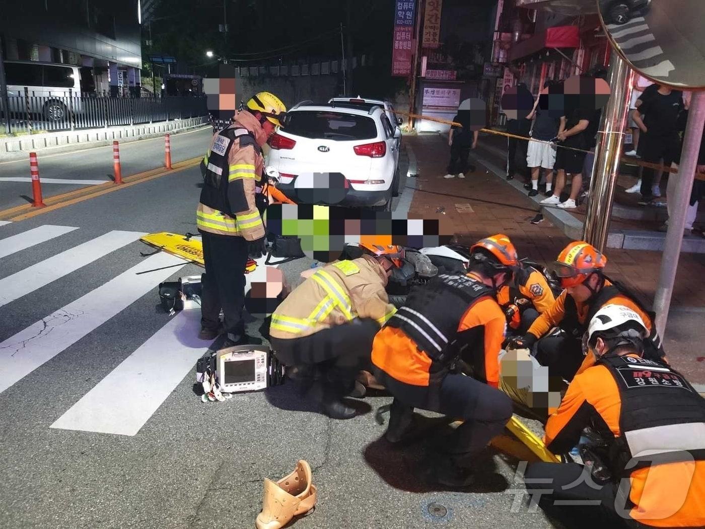 7월 강원 속초시 조양동 교통사고 현장.&#40;강원도소방본부 제공&#41;