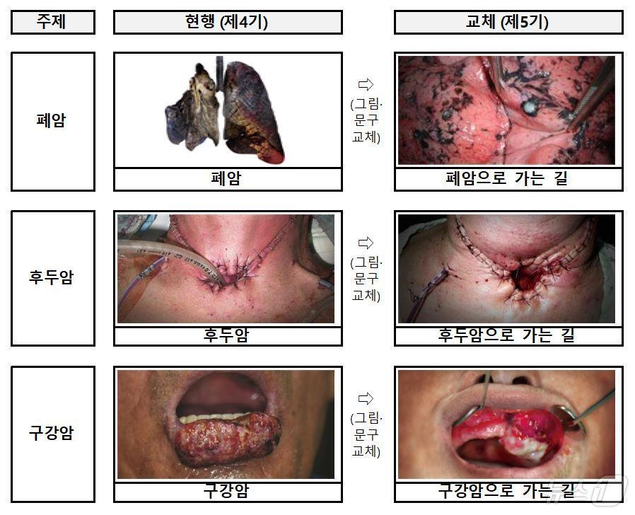 제5기 담뱃갑 경고그림 및 문구 표기내용.&#40;보건복지부 제공&#41;/뉴스1 ⓒ News1